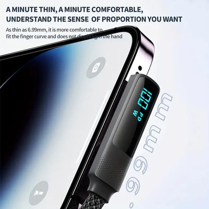 MAX 100W Fast Charging Type C to Type C Data Synchronous Charging Cable with LED Display