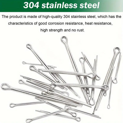 100pcs Premium 304 Stainless Steel Cotter Pin Assortment Kit