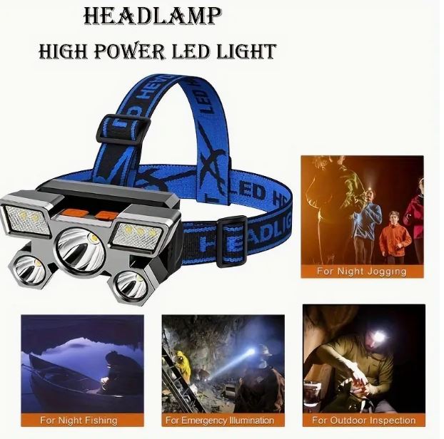 USB Rechargeable 5 Led Portable Headlamp