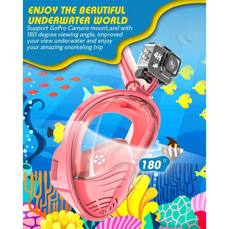 Children's Full Face Snorkeling Mask With Camera Mount