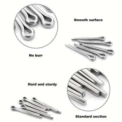 100pcs Premium 304 Stainless Steel Cotter Pin Assortment Kit