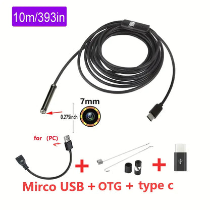 10 Meter x 7mm Lens Soft Cable  High Definition Endoscope, Android Mobile Phone Camera