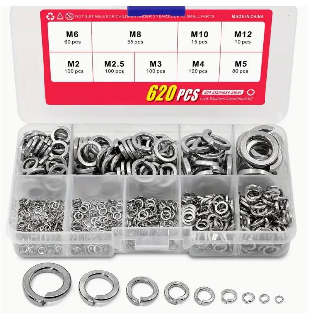 620pcs 304 Stainless Steel Spring Lock Washers