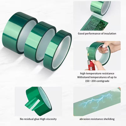 10mm x 33M Roll Green PET Film Tape High Temperature - Little Tokyo SA