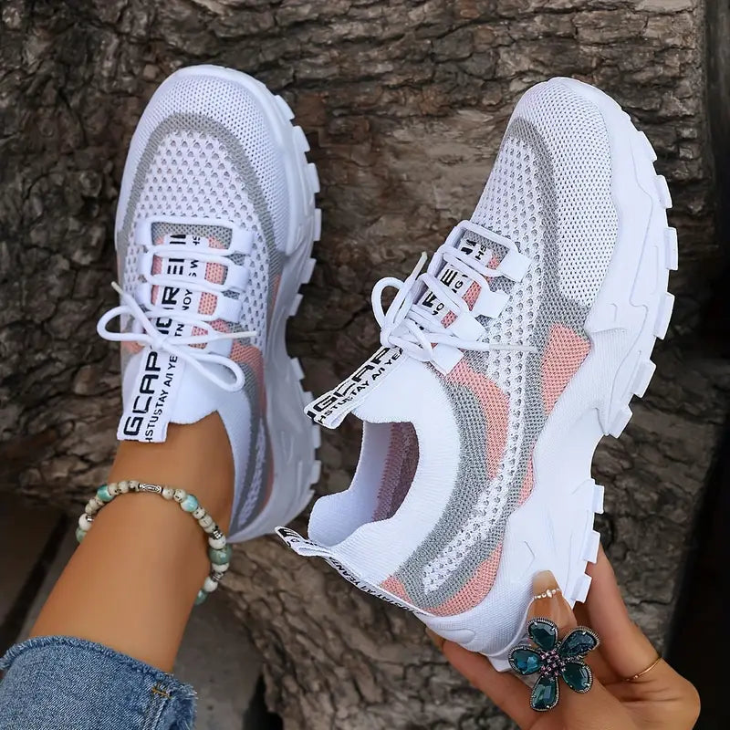 Trendy Colorblock Ladies Sneakers – Breathable & Comfortable