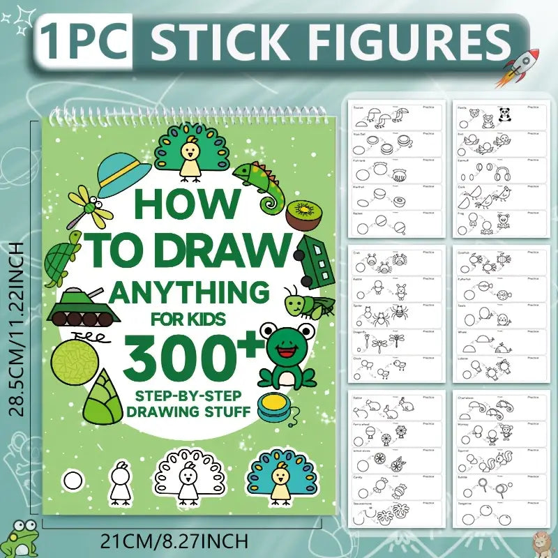 1pc Green Stick Figure Drawing Book for Youngsters