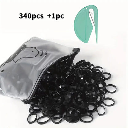 340pcs Black Horsehair Rubber Bands