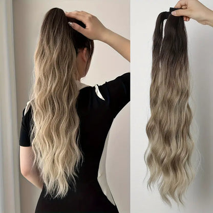 Claw Ponytail Extension 60.96 Cm Water Wave Big Wavy Curly Clip In Hair Extensions