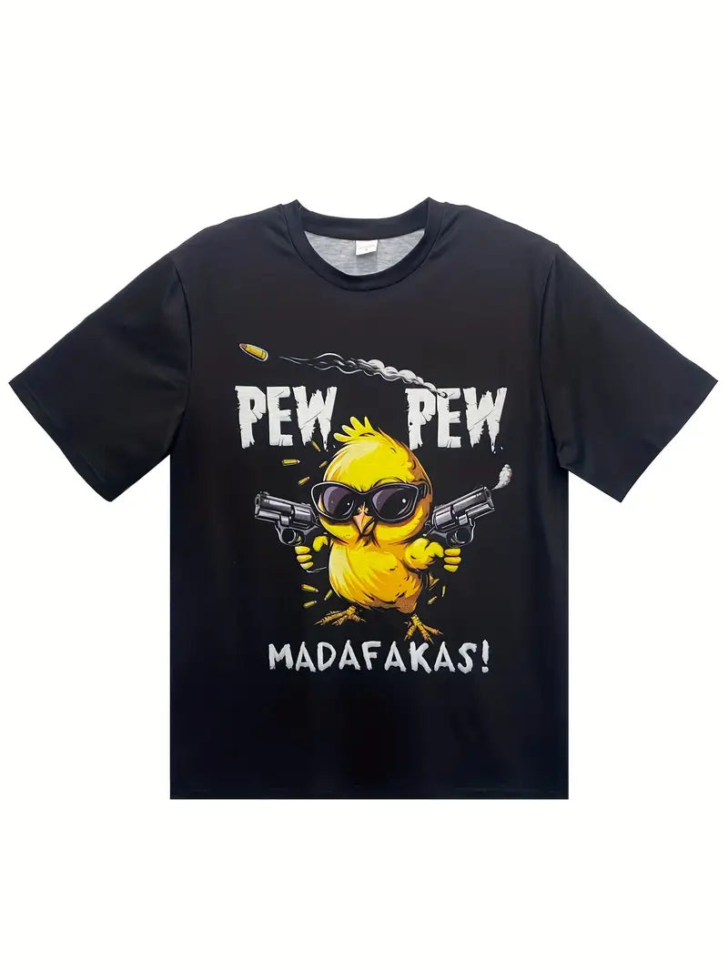 Men's Breathable Cool Chick Cartoon Print Short Sleeve T-Shirt