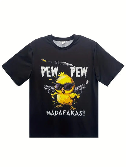 Men's Breathable Cool Chick Cartoon Print Short Sleeve T-Shirt