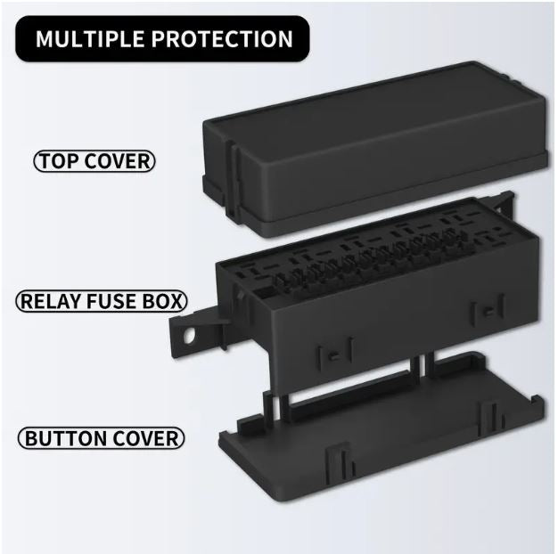 Pre-Wired Fuse and Relay Box 12V - 6 Relays and Fuses