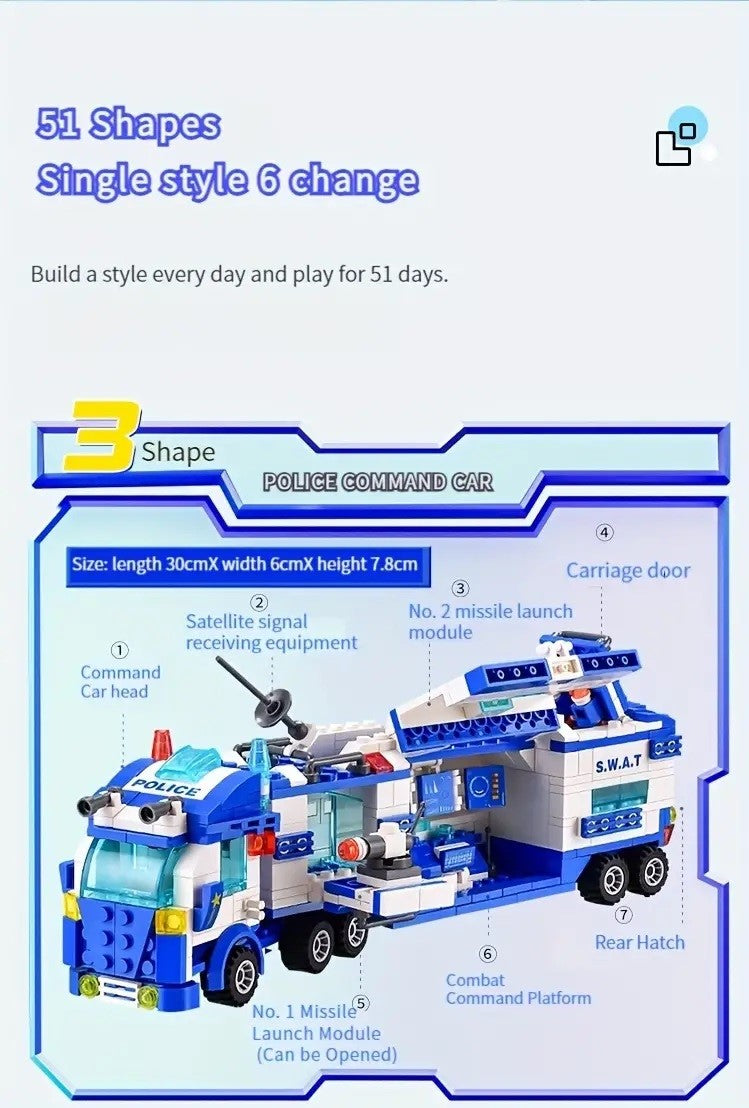 700pcs City Patrol Police Building Blocks Kit