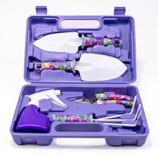 Gardening Hand Tools With Purple Floral Print 5Pcs