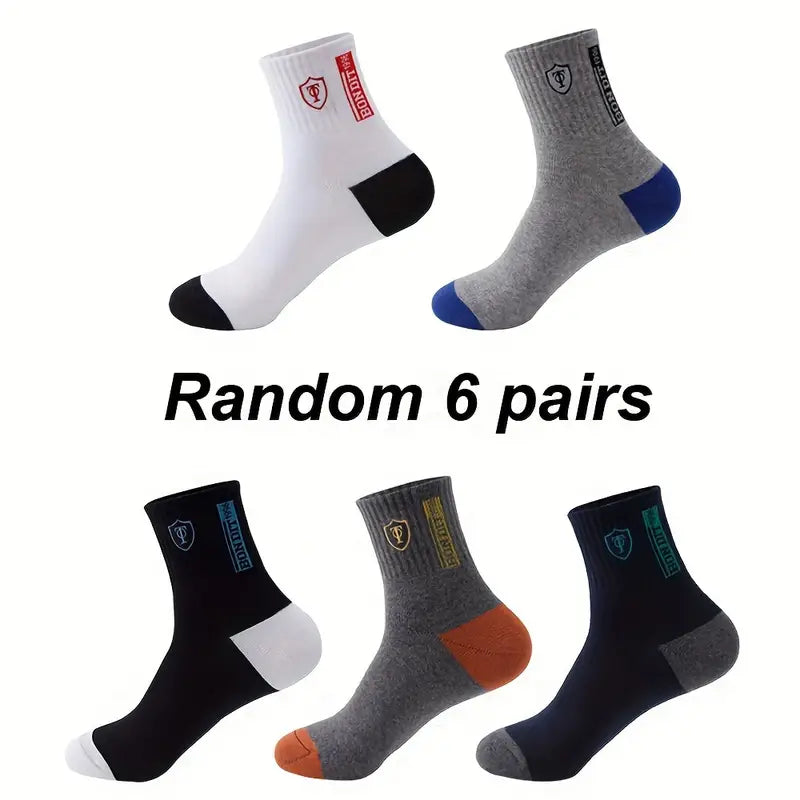 6 Pairs Mens Soft Cotton Blend Athletic Socks