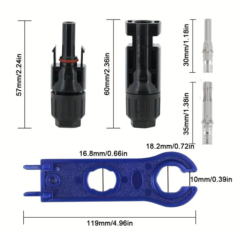 10 Pairs Solar Panel Connector Solar Connector Male/Female Plug With 2pcs Wrench