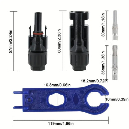 10 Pairs Solar Panel Connector Solar Connector Male/Female Plug With 2pcs Wrench