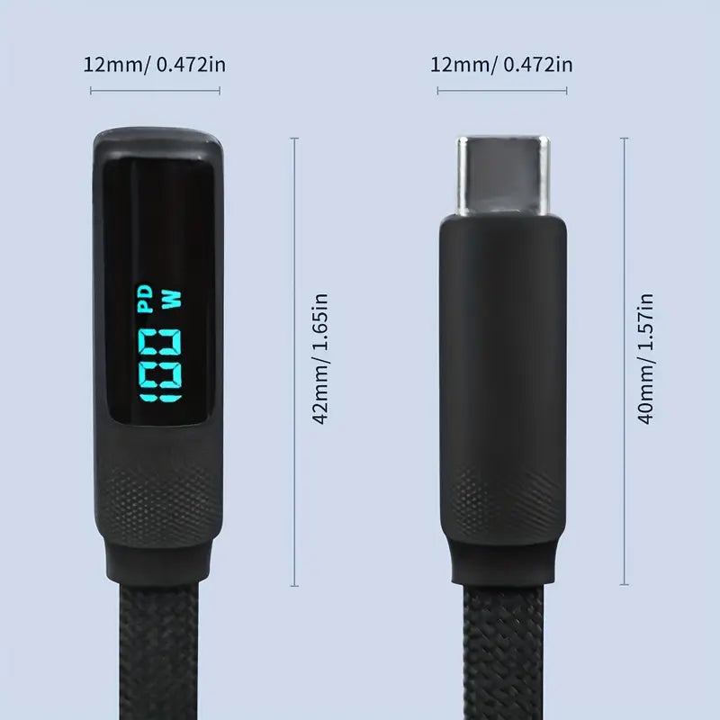 MAX 100W Fast Charging Type C to Type C Data Synchronous Charging Cable with LED Display