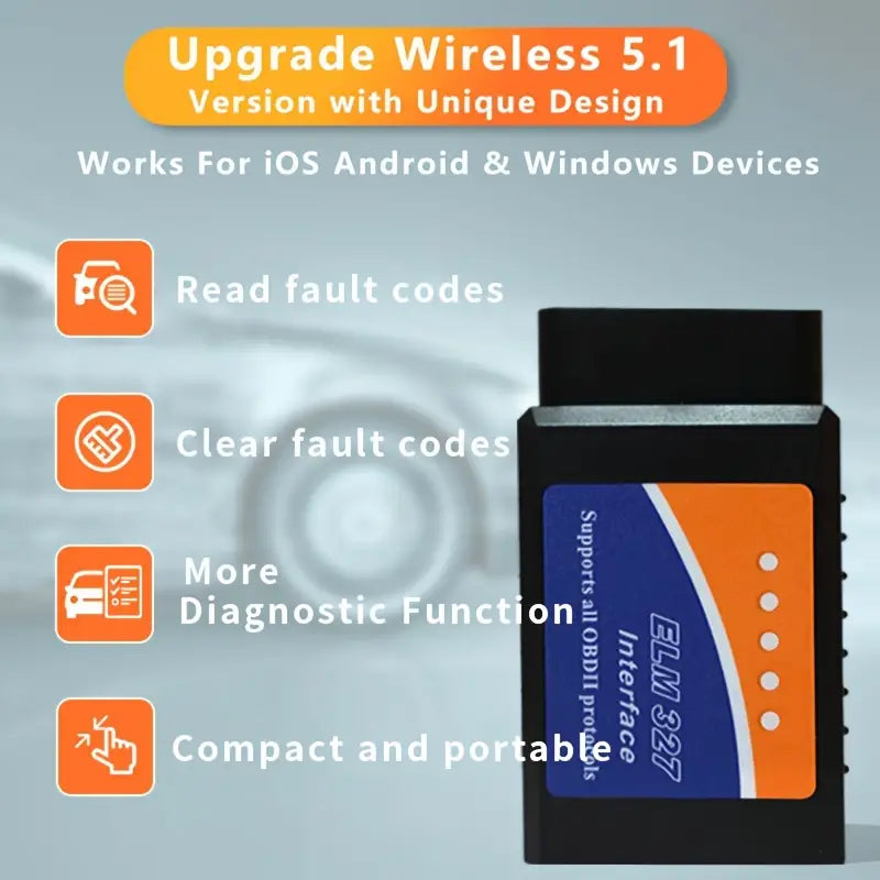 Wireless OBD2 Scanner ELM327 Interface - Car Diagnostic Code Reader