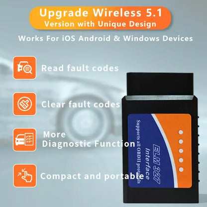 Wireless OBD2 Scanner ELM327 Interface - Car Diagnostic Code Reader