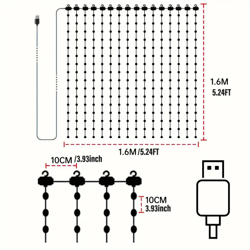 Smart LED Curtain Lights with Remote & App Control