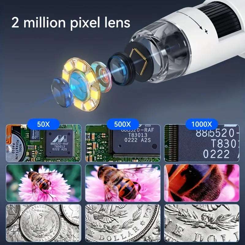 1set 1000X Digital Microscope 8LED Real Shot Rendering