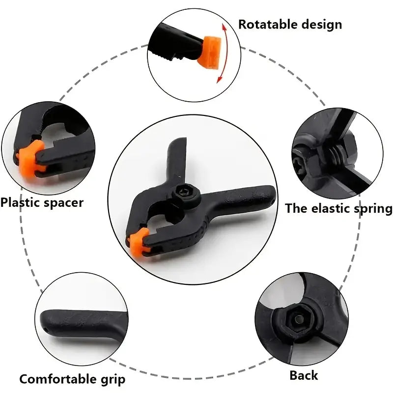 2pcs 10.16cm Plastic Nylon Spring Clamps for DIY Woodworking