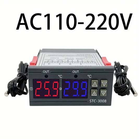 Temperature Controller Dual Digital STC-3008 with Dual Relay Output Thermostat