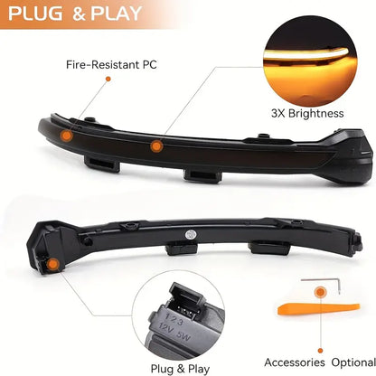 2pcs Dynamic Turn Signal Led Rearview Mirror Indicator Side Mirror Light For VW Golf 7/7.5