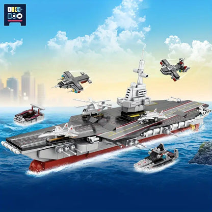 Ukboo 8-in-1 Military Ship & Aircraft Building Blocks Set