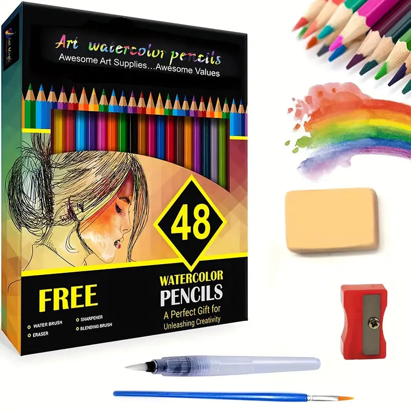 KALOUR Watercolor Pencils, Set of 48 Professional Colored Pencils for Adults and Teens