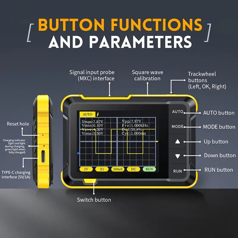 200KHz High-Bandwidth Portable Handheld Digital Oscilloscope