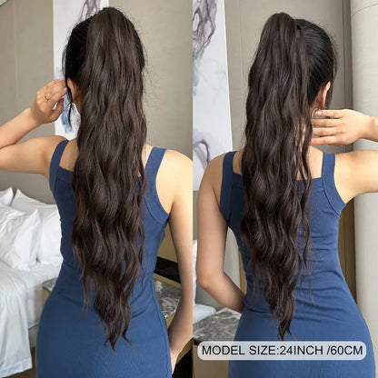 Claw Ponytail Extension 60.96 Cm Water Wave Big Wavy Curly Clip In Hair Extensions