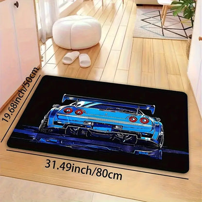 Racing-Inspired Car Sponge Area Rug