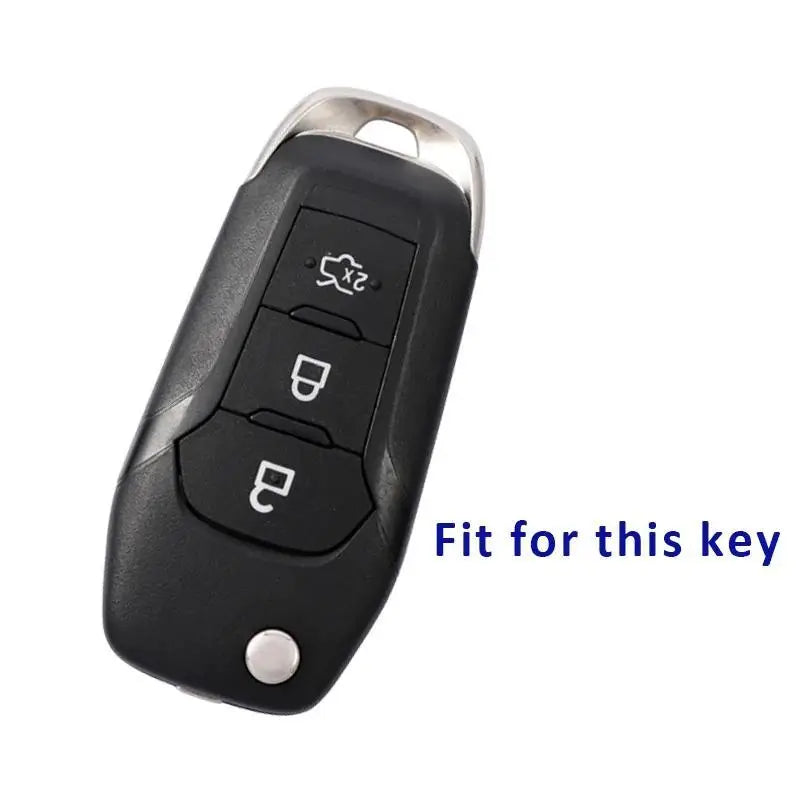 1pc Silicone Carbon Look Car Key Case Cover For Ford Vehicles