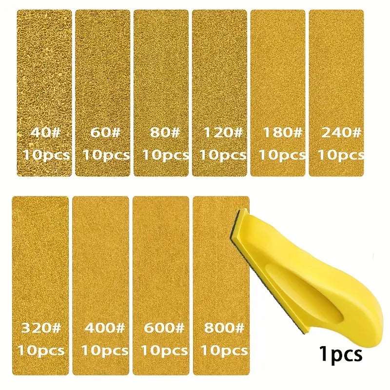 101pcs Handmade Sanding Blocks Yellow Sandpaper Kit