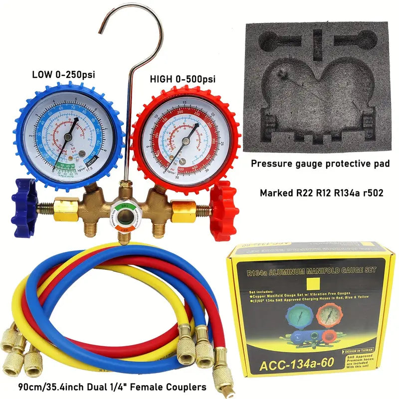 1 Set AC Refrigerant Gauge Set for R134a, R12, R22, R502