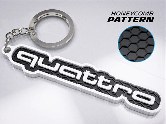 "AUDI Quattro" 3D Printed Honeycomb Key Chain