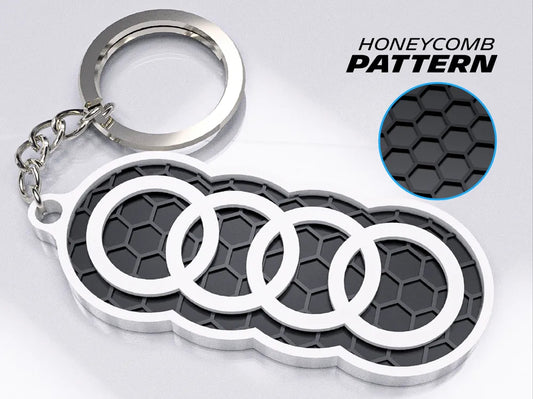 "AUDI Rings" 3D Printed Honeycomb Key Chain