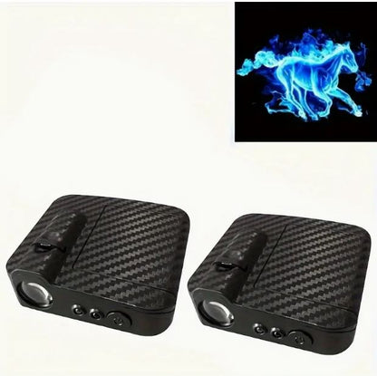 2PCS 3D Wireless Car Door LED Projector Lights - Blue Horse