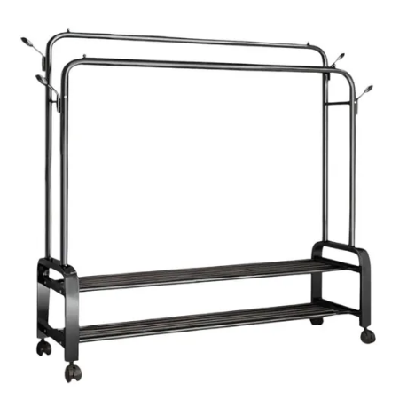 Heavy Duty Clothes Rack with Wheels by Temu, featuring sturdy metal frame and mobile design for easy laundry organization.