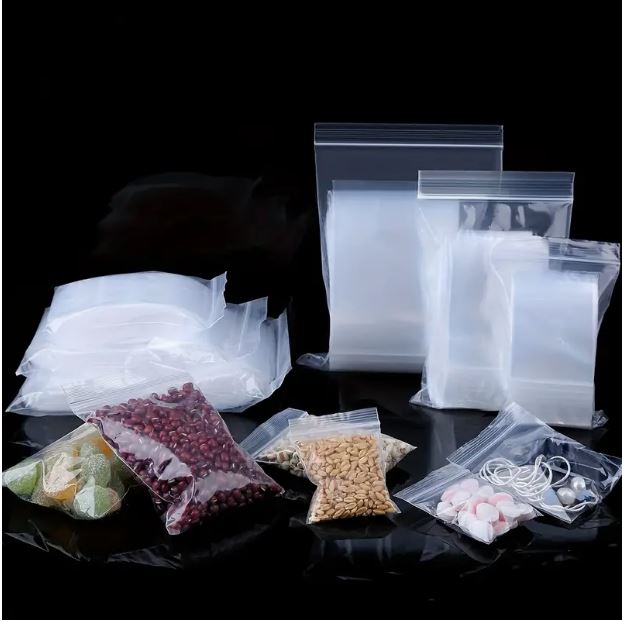 100Pcs Clear Resealable Zip Poly Plastic Bags