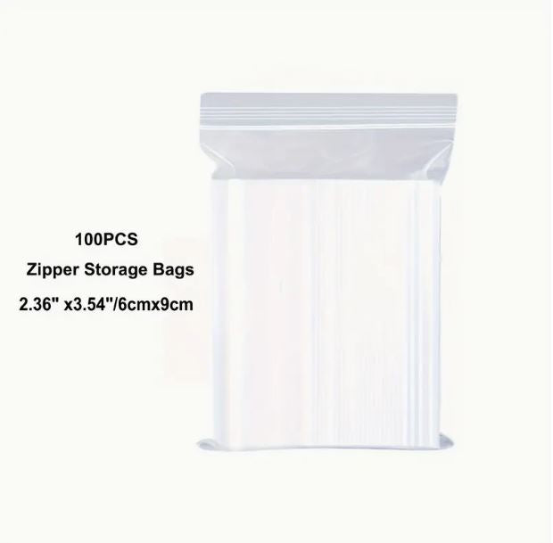 100Pcs Clear Resealable Zip Poly Plastic Bags