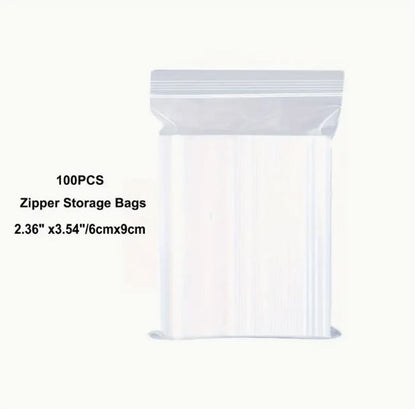 100Pcs Clear Resealable Zip Poly Plastic Bags