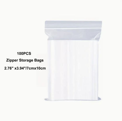 100Pcs Clear Resealable Zip Poly Plastic Bags