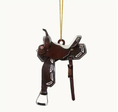 Funky Acrylic Western Cowboy Saddle Shaped Car Mirror Pendant Keychain