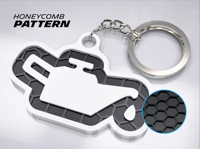 "Engine Oil Icon" Honeycomb 3D Printed Key Chain