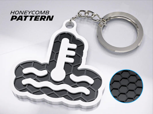 "Engine Temperature Icon" Honeycomb 3D Printed Key Chain