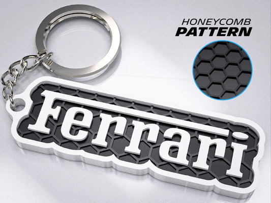 "Ferrari" Honeycomb 3D Printed Key Chain