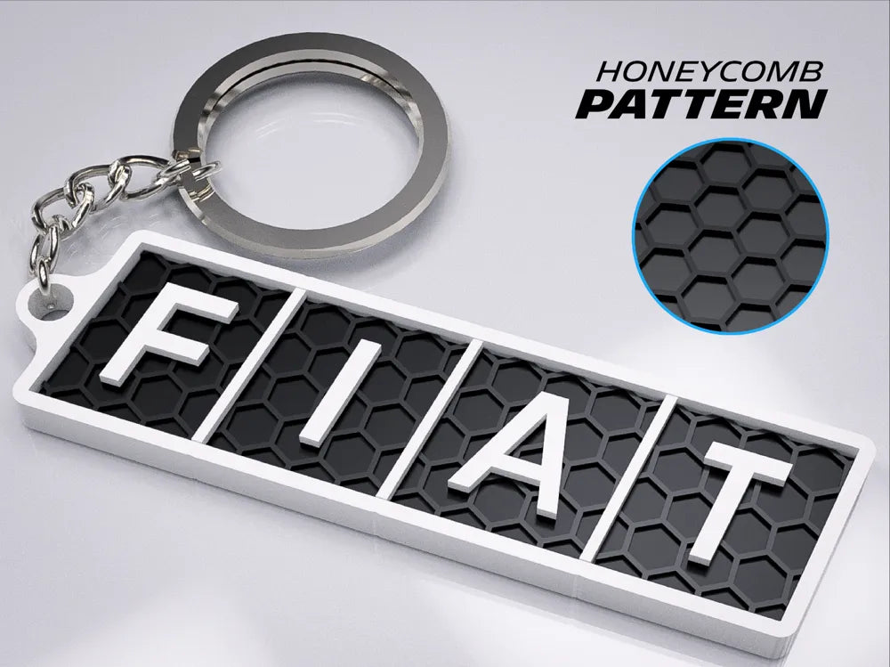 "Fiat Badge (Old)" Honeycomb 3D Printed Key Chain