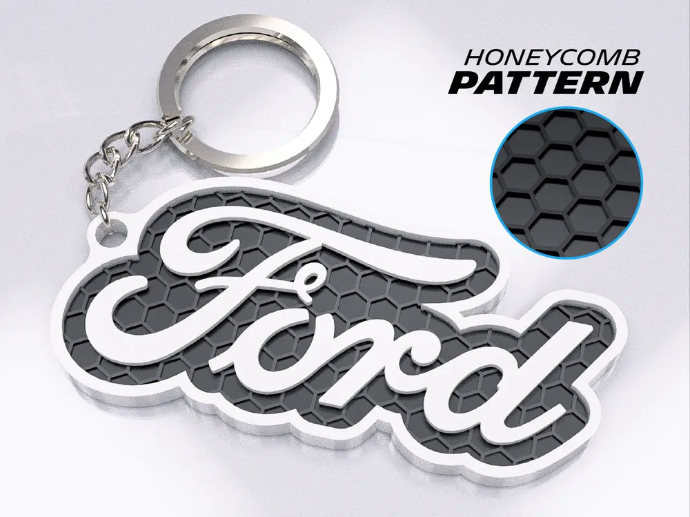 "Ford" Honeycomb 3D Printed Key Chain
